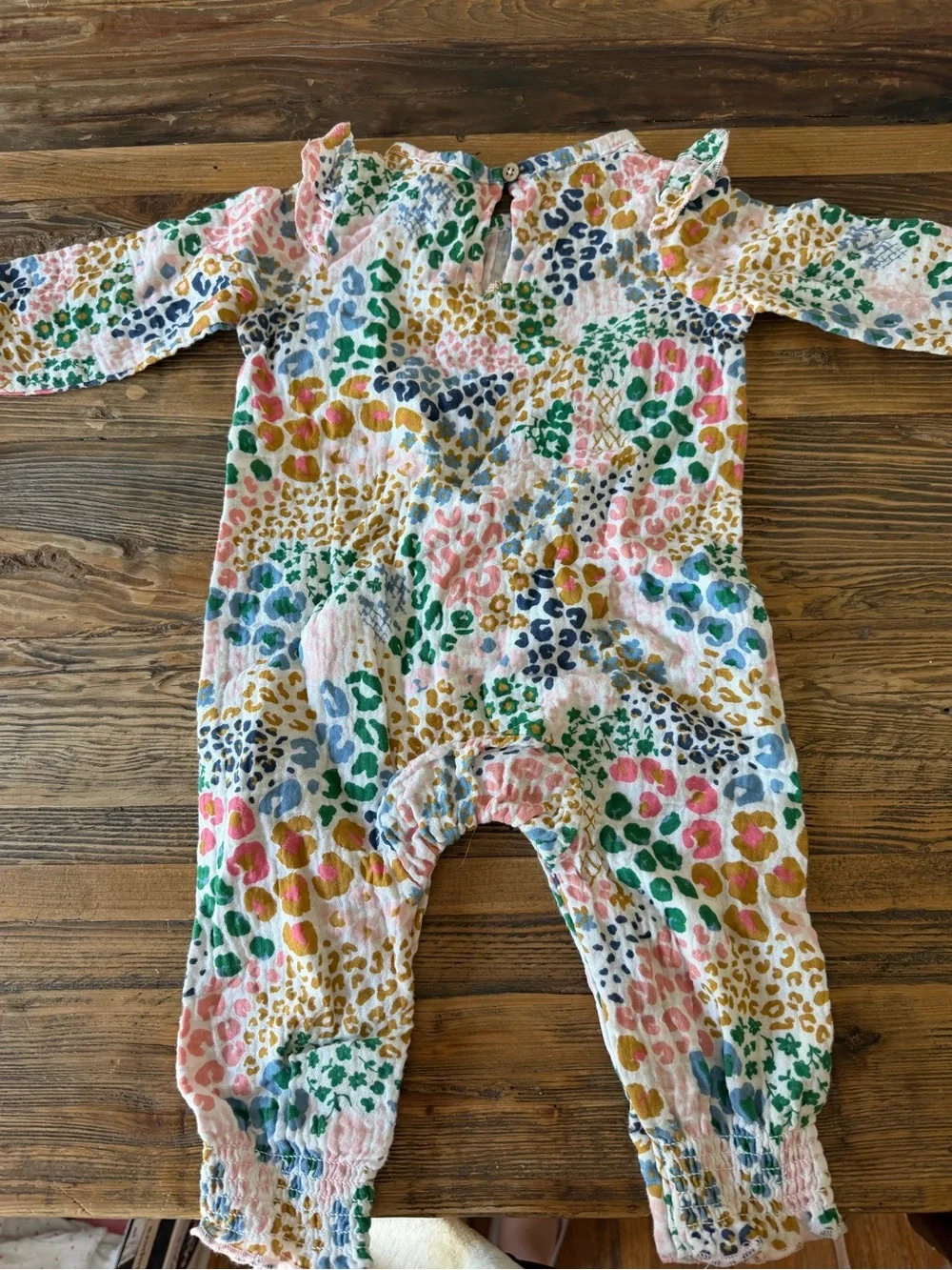 Mud Pie 6-9 MONTHS Multicolor Leopard Print Baby Romper